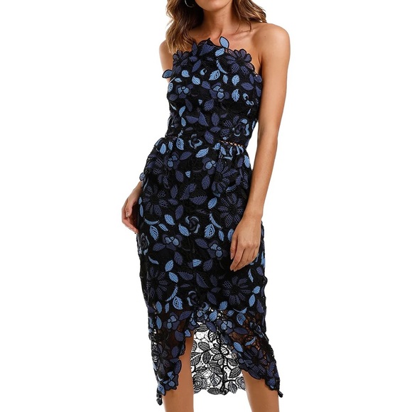 Elliatt Times Floral Strapless Dress Blue - Picture 9 of 10